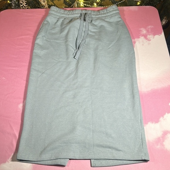 Zara Women’s Fleece Drawstring Midi Skirt Sage Green Size Large NEW - Picture 5 of 15